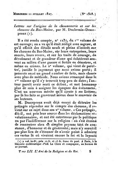 L'ami de la religion et du roi journal ecclesiastique, politique et litteraire