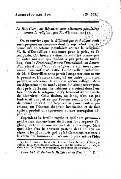 L'ami de la religion et du roi journal ecclesiastique, politique et litteraire