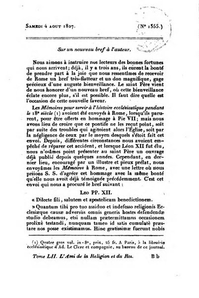 L'ami de la religion et du roi journal ecclesiastique, politique et litteraire