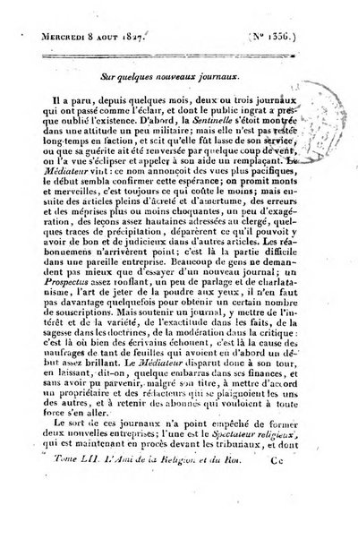 L'ami de la religion et du roi journal ecclesiastique, politique et litteraire