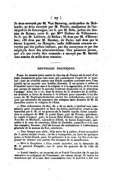 L'ami de la religion et du roi journal ecclesiastique, politique et litteraire