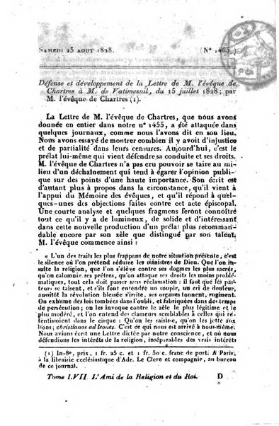 L'ami de la religion et du roi journal ecclesiastique, politique et litteraire