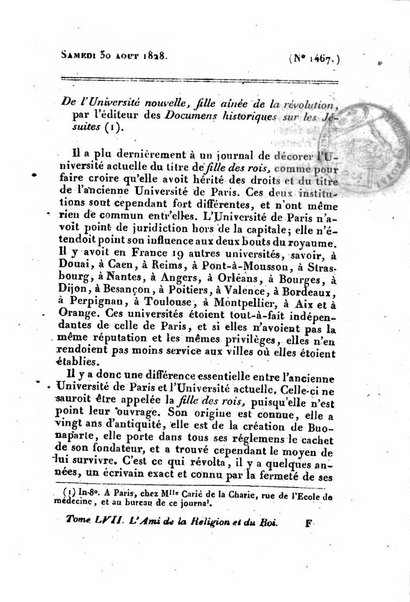 L'ami de la religion et du roi journal ecclesiastique, politique et litteraire