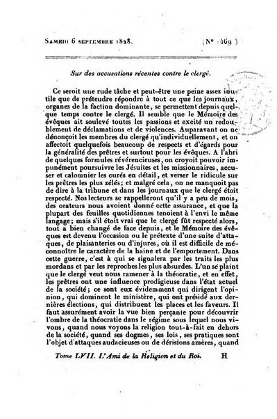 L'ami de la religion et du roi journal ecclesiastique, politique et litteraire