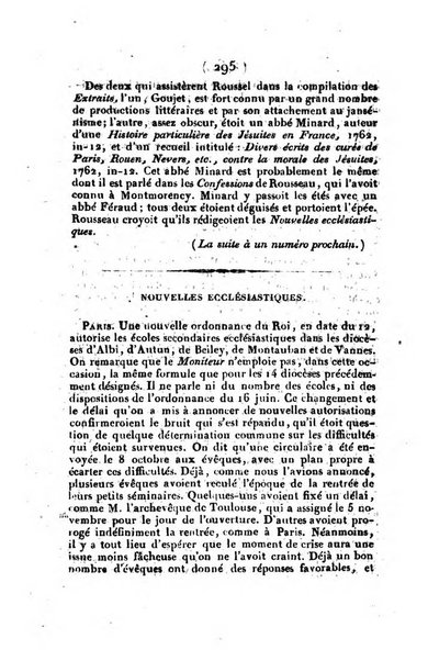 L'ami de la religion et du roi journal ecclesiastique, politique et litteraire