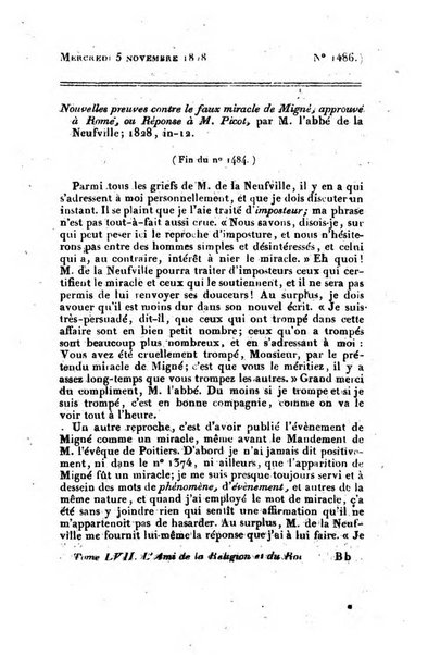 L'ami de la religion et du roi journal ecclesiastique, politique et litteraire