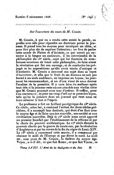 L'ami de la religion et du roi journal ecclesiastique, politique et litteraire