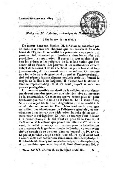 L'ami de la religion et du roi journal ecclesiastique, politique et litteraire