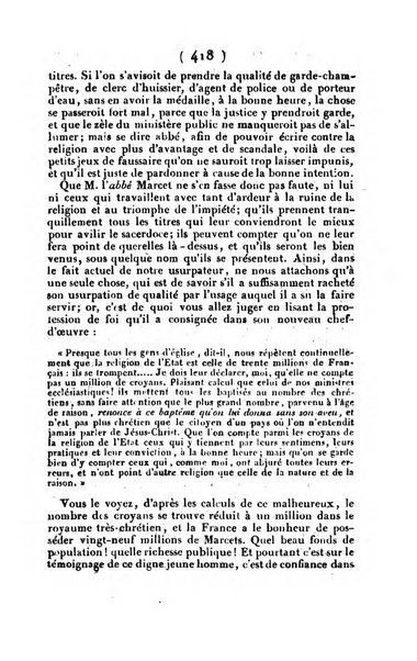 L'ami de la religion et du roi journal ecclesiastique, politique et litteraire