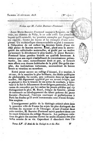 L'ami de la religion et du roi journal ecclesiastique, politique et litteraire