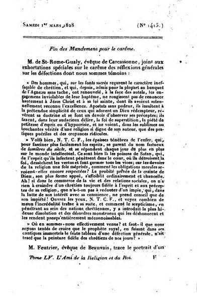 L'ami de la religion et du roi journal ecclesiastique, politique et litteraire