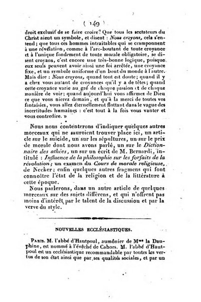 L'ami de la religion et du roi journal ecclesiastique, politique et litteraire