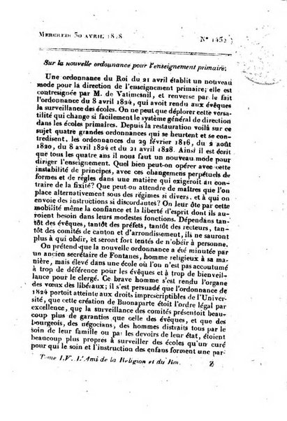 L'ami de la religion et du roi journal ecclesiastique, politique et litteraire