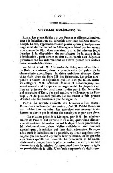 L'ami de la religion et du roi journal ecclesiastique, politique et litteraire