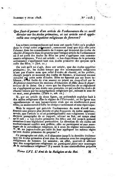 L'ami de la religion et du roi journal ecclesiastique, politique et litteraire