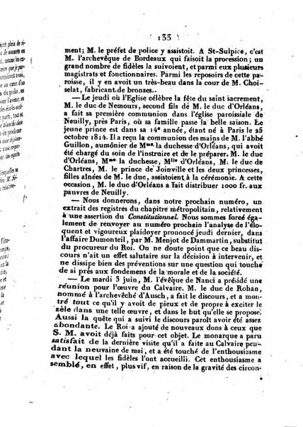 L'ami de la religion et du roi journal ecclesiastique, politique et litteraire