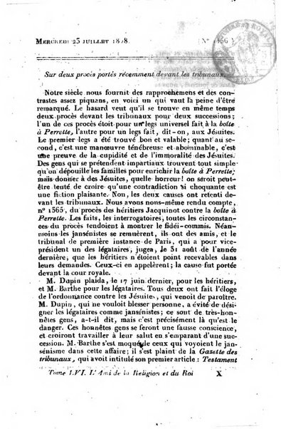 L'ami de la religion et du roi journal ecclesiastique, politique et litteraire