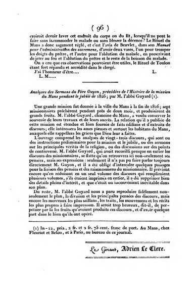 L'ami de la religion et du roi journal ecclesiastique, politique et litteraire