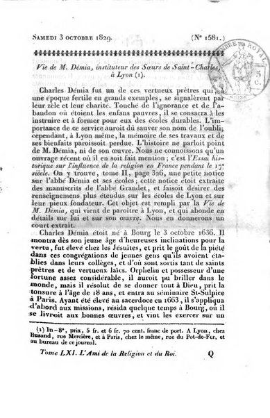 L'ami de la religion et du roi journal ecclesiastique, politique et litteraire