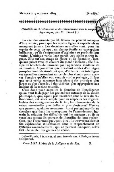 L'ami de la religion et du roi journal ecclesiastique, politique et litteraire