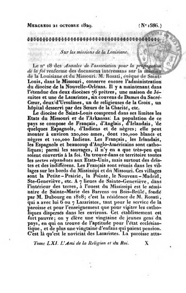 L'ami de la religion et du roi journal ecclesiastique, politique et litteraire