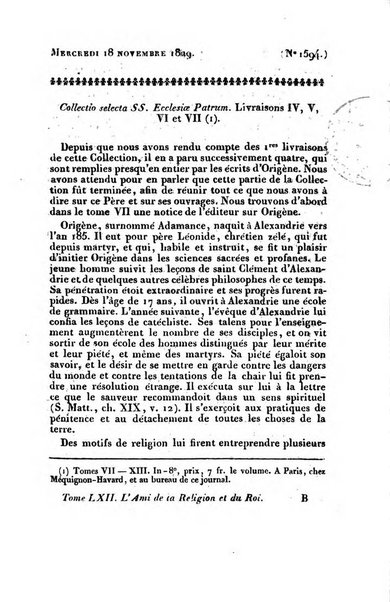 L'ami de la religion et du roi journal ecclesiastique, politique et litteraire