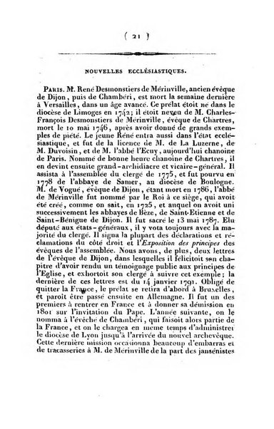 L'ami de la religion et du roi journal ecclesiastique, politique et litteraire