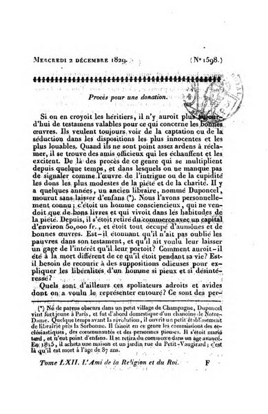 L'ami de la religion et du roi journal ecclesiastique, politique et litteraire