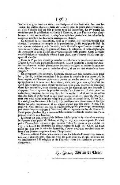 L'ami de la religion et du roi journal ecclesiastique, politique et litteraire