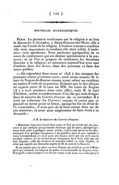 L'ami de la religion et du roi journal ecclesiastique, politique et litteraire