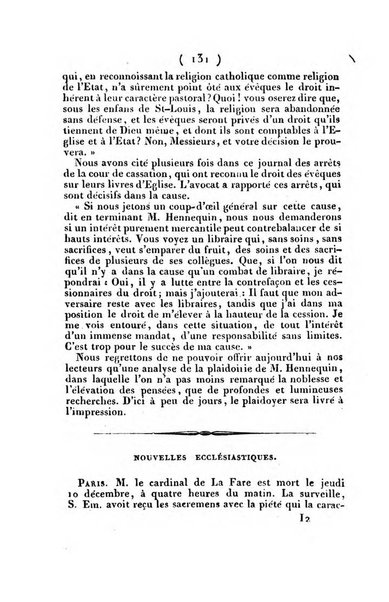 L'ami de la religion et du roi journal ecclesiastique, politique et litteraire