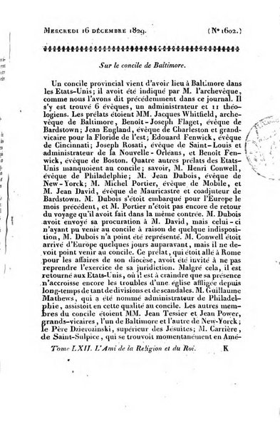 L'ami de la religion et du roi journal ecclesiastique, politique et litteraire