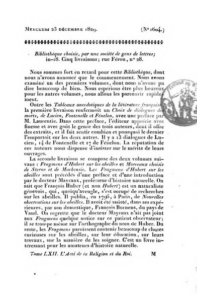 L'ami de la religion et du roi journal ecclesiastique, politique et litteraire