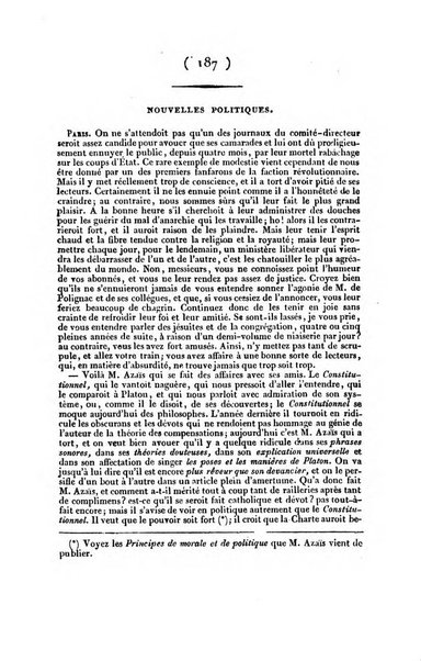 L'ami de la religion et du roi journal ecclesiastique, politique et litteraire