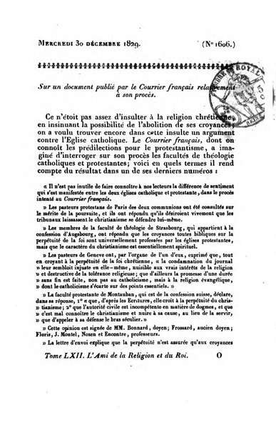 L'ami de la religion et du roi journal ecclesiastique, politique et litteraire