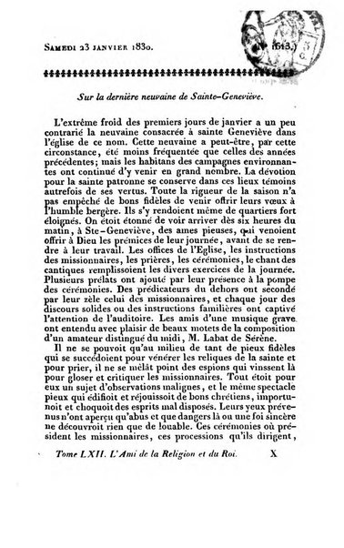 L'ami de la religion et du roi journal ecclesiastique, politique et litteraire