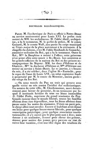 L'ami de la religion et du roi journal ecclesiastique, politique et litteraire