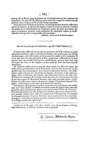 L'ami de la religion et du roi journal ecclesiastique, politique et litteraire