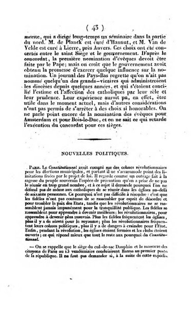 L'ami de la religion et du roi journal ecclesiastique, politique et litteraire