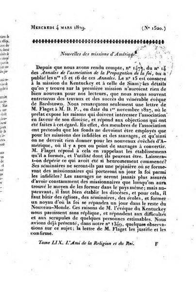 L'ami de la religion et du roi journal ecclesiastique, politique et litteraire