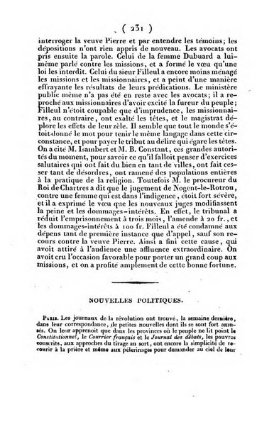 L'ami de la religion et du roi journal ecclesiastique, politique et litteraire