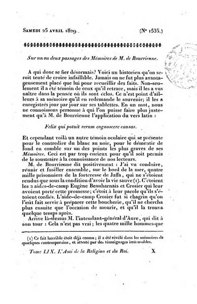 L'ami de la religion et du roi journal ecclesiastique, politique et litteraire