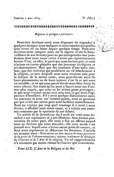 L'ami de la religion et du roi journal ecclesiastique, politique et litteraire