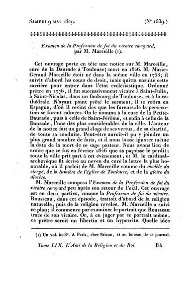 L'ami de la religion et du roi journal ecclesiastique, politique et litteraire