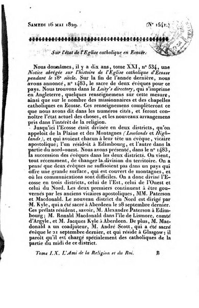 L'ami de la religion et du roi journal ecclesiastique, politique et litteraire