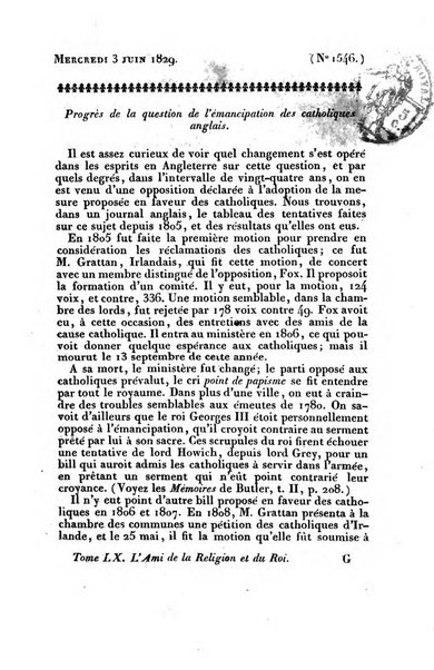 L'ami de la religion et du roi journal ecclesiastique, politique et litteraire