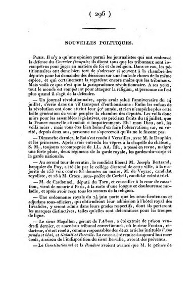 L'ami de la religion et du roi journal ecclesiastique, politique et litteraire