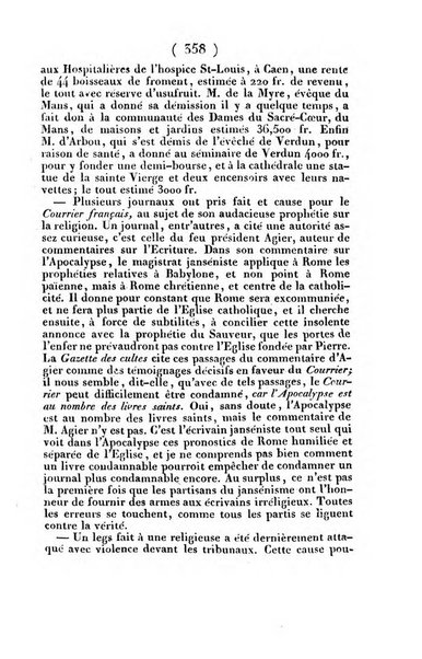 L'ami de la religion et du roi journal ecclesiastique, politique et litteraire