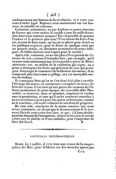 L'ami de la religion et du roi journal ecclesiastique, politique et litteraire