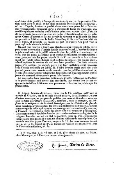 L'ami de la religion et du roi journal ecclesiastique, politique et litteraire